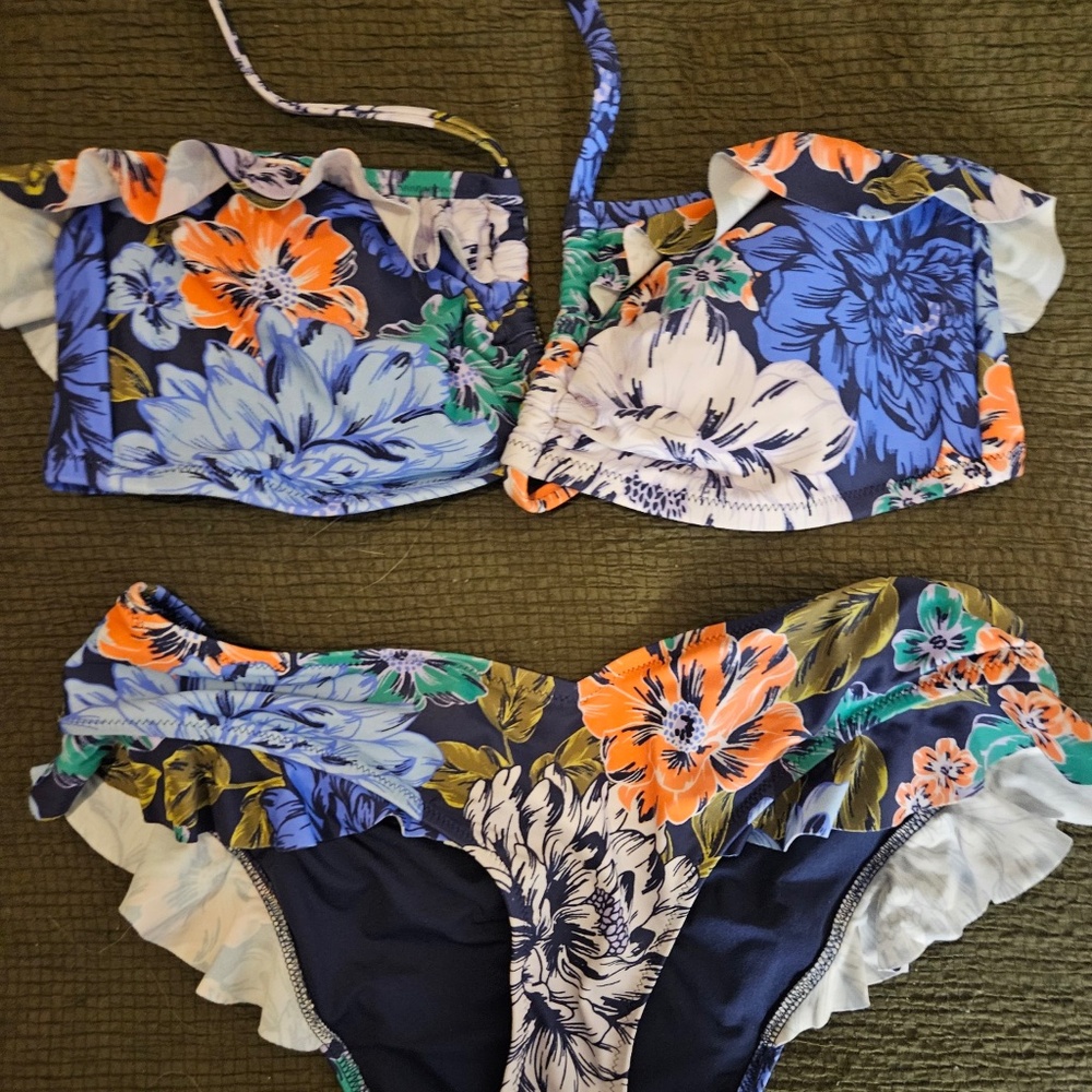 Aerie Blue Floral Swimsuit
